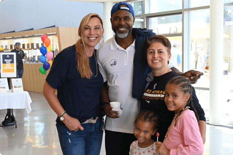 Golden State Warrior Player Dev Coach Kris Weems and family with Tracy Bianchi, Menlo School Counselor